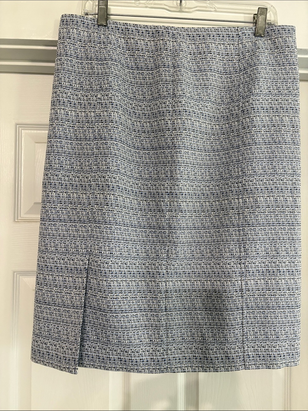 Kasper Blue and White Tweed Pencil Skirt - Picture 1 of 7